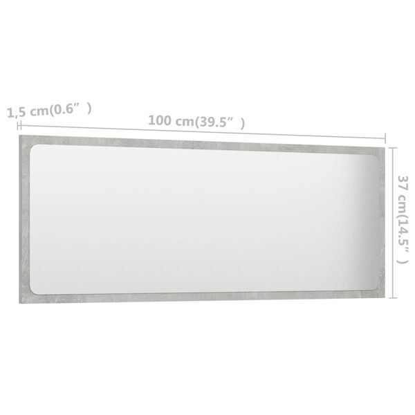vidaXL Καθρέφτης Μπάνιου Γκρι Σκυροδέματος 100x1,5x37 εκ. Μοριοσανίδα