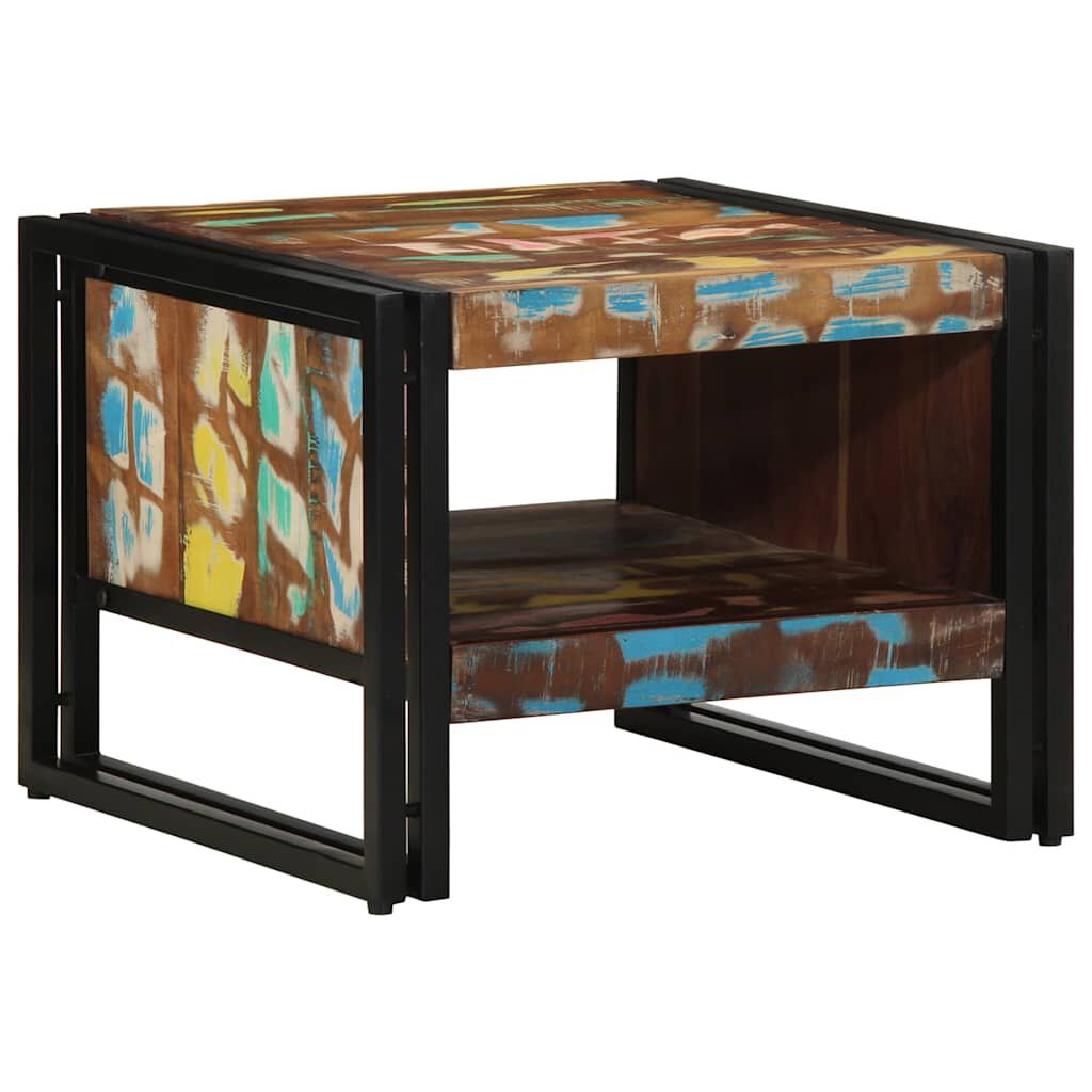 vidaXL Τραπεζάκι σαλονιού πολύχρωμο 50x50x38cm Ξύλο μασίφ αναγεννημένο