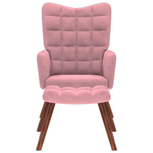 vidaXL Πολυθρόνα Relax Ροζ Βελούδινη με Σκαμπό