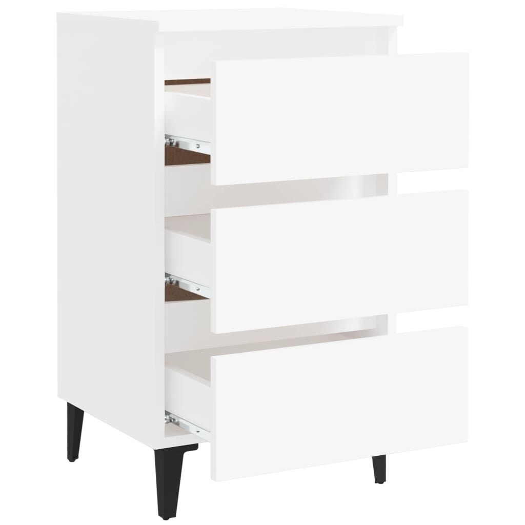vidaXL Κομοδίνα 2 τεμ. Λευκά 40 x 35 x 69 εκ. με Μεταλλικά Πόδια