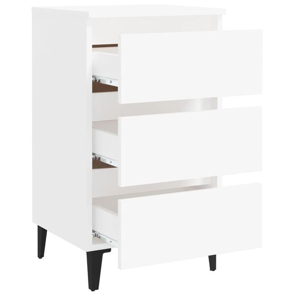 vidaXL Κομοδίνα 2 τεμ. Λευκά 40 x 35 x 69 εκ. με Μεταλλικά Πόδια