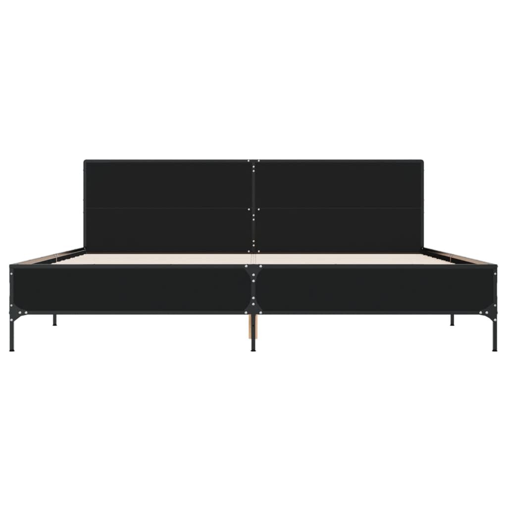 vidaXL Πλαίσιο Κρεβατιού Μαύρο 180 x 200 εκ. Επεξ. Ξύλο & Μέταλλο