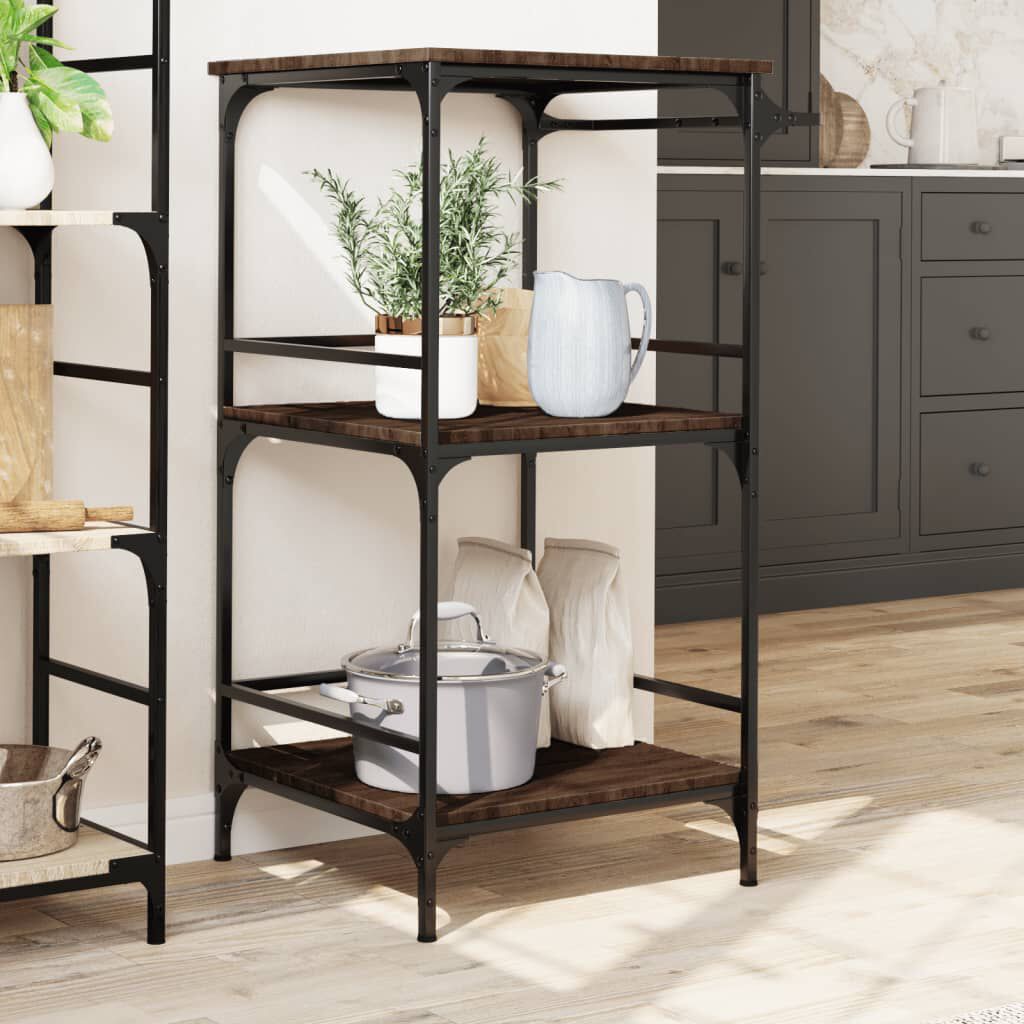 vidaXL Τρόλεϊ Κουζίνας Καφέ Δρυς 60,5x50x105 εκ. Επεξεργασμένο Ξύλο