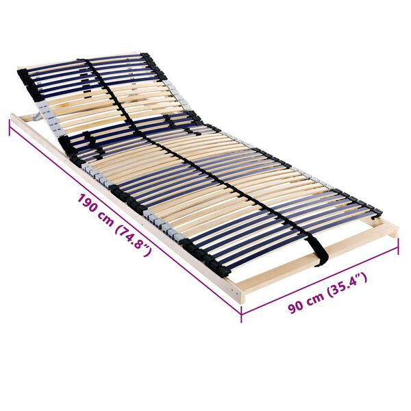 vidaXL Βάση κρεβατιού με λάμες Καφέ 90 x 190 cm Ξύλο και Πλαστικό