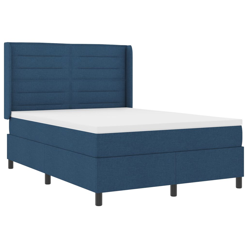 vidaXL Κρεβάτι Box Spring με Στρώμα & LED Μπλε 140x200 εκ Υφάσμα
