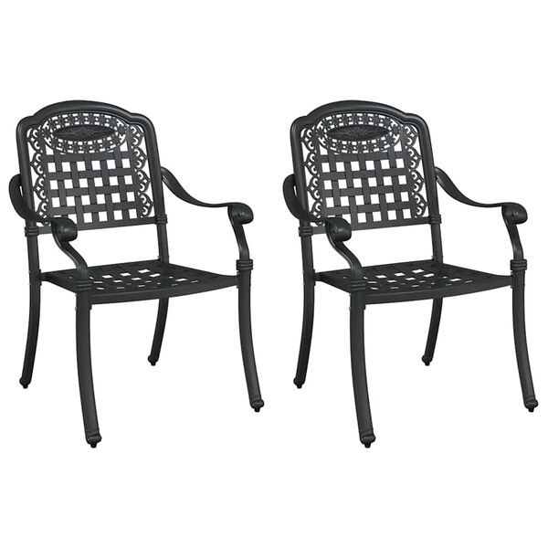 vidaXL Καρέκλα Κήπου 2 pcs Μαύρο 55 x 56.5 x 91εκ Αλουμίνιο