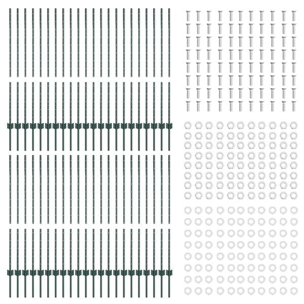 vidaXL Ασημένιοι Πόλοι Φράχτη 44 pcs Πράσινο