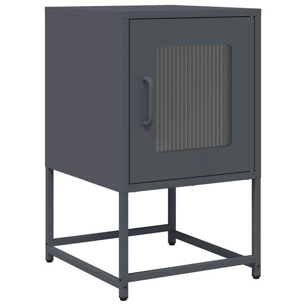 vidaXL Κομοδίνο Ανθρακί 36x39x60,5 cm από χάλυβα ψυχρής έλασης
