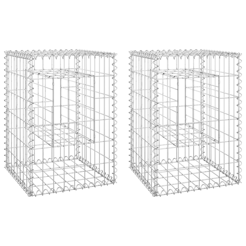 vidaXL Συρματοκιβώτια Στύλοι 2 τεμ. 40 x 40 x 60 εκ. Σιδερένιοι