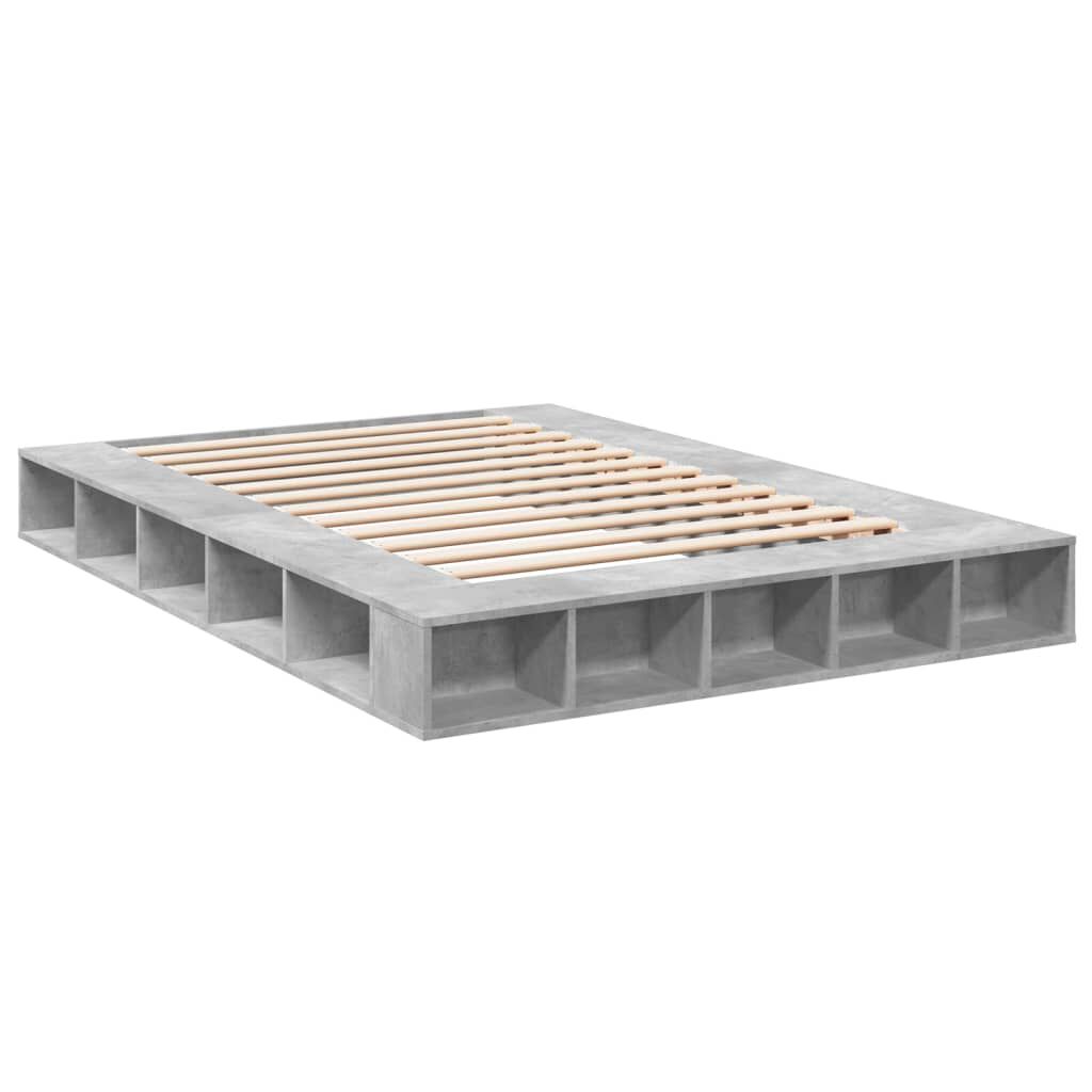 vidaXL Πλαίσιο Κρεβατιού Γκρι Σκυροδέματος 150x200 εκ. Επεξεργ. Ξύλο