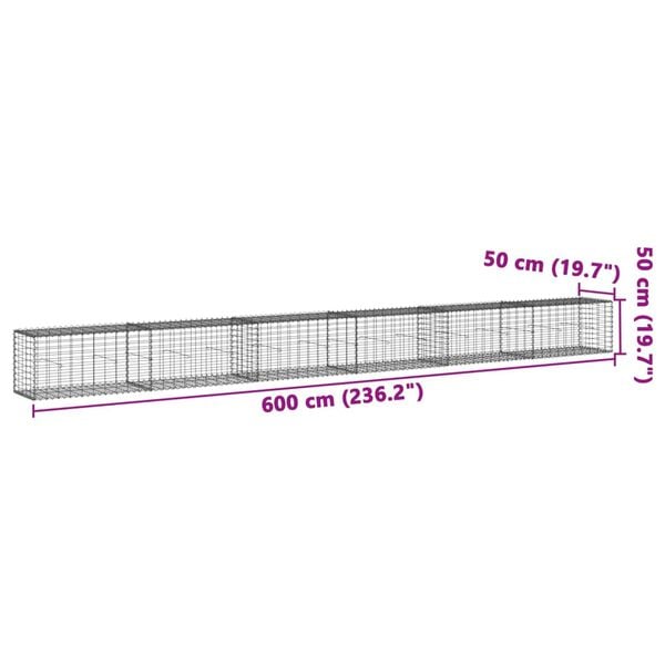 vidaXL Συρματοκιβώτιο με Κάλυμμα 600x50x50 εκ. από Γαλβανισμένο Χάλυβα
