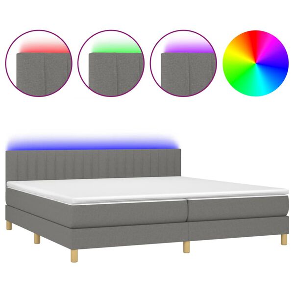 vidaXL &Kappa;&rho;&epsilon;&beta;ά&tau;&iota; Boxspring &mu;&epsilon; &Sigma;&tau;&rho;ώ&mu;&alpha; & LED &Sigma;&kappa;.&Gamma;&kappa;&rho;&iota; 200x200&epsilon;&kappa;. &Upsilon;&phi;&alpha;&sigma;&mu;ά&tau;&iota;&nu;&omicron;
