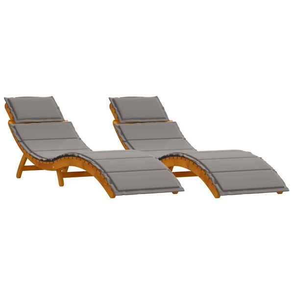 vidaXL Ξαπλώστρα 2 pcs Γκρι 184 x 55 x 64 εκ Μασίφ ξύλο ακακίας