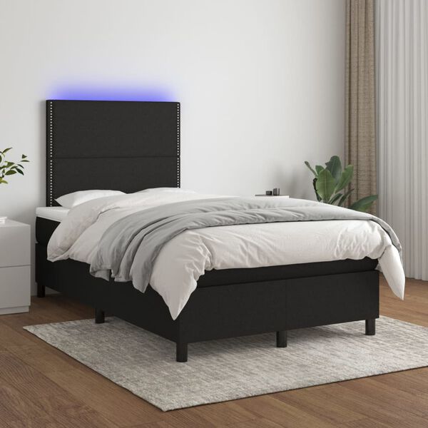 vidaXL &Kappa;&rho;&epsilon;&beta;ά&tau;&iota; Boxspring &mu;&epsilon; &Sigma;&tau;&rho;ώ&mu;&alpha; & LED &Mu;&alpha;ύ&rho;&omicron; 120x200 &epsilon;&kappa;. &Upsilon;&phi;&alpha;&sigma;&mu;ά&tau;&iota;&nu;&omicron;