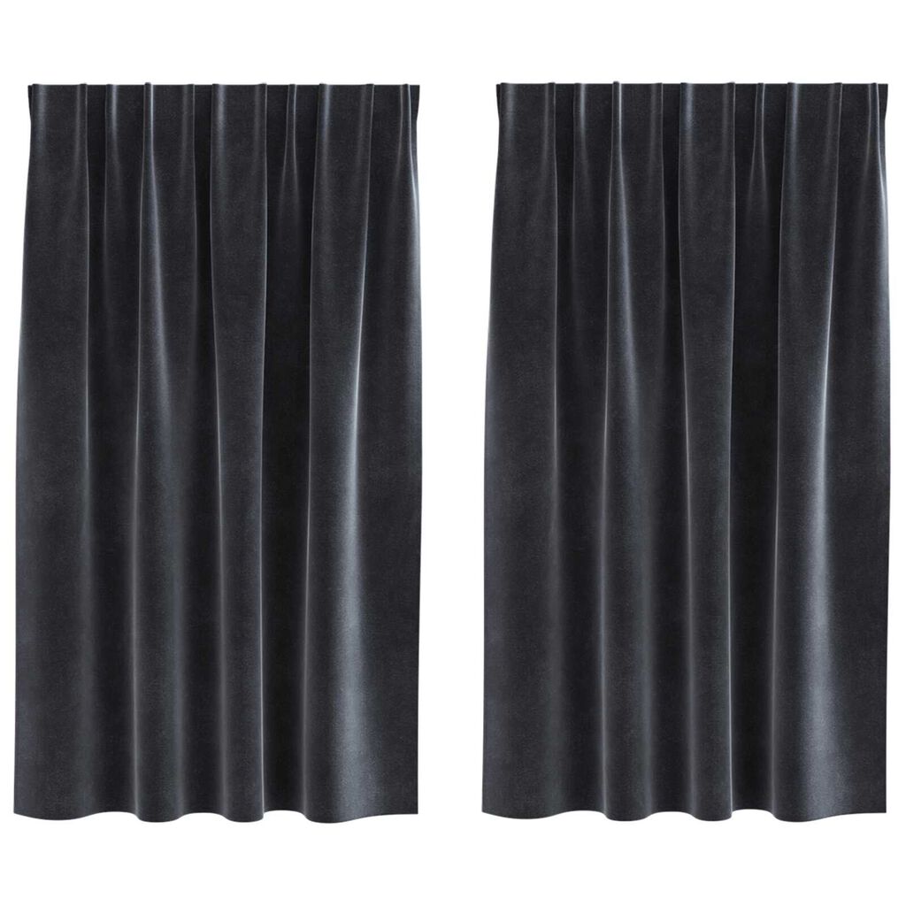 vidaXL Κουρτίνες με κουρτίνες 2 pcs Σκούρο γκρι 140 x 140 cm Βελούδο