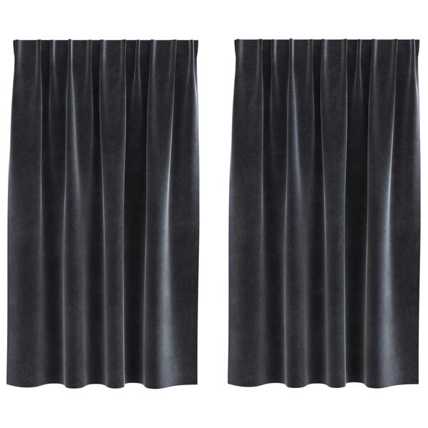 vidaXL Κουρτίνες με κουρτίνες 2 pcs Σκούρο γκρι 140 x 140 cm Βελούδο