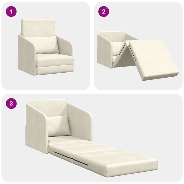 vidaXL Κρεβάτι καναπές Κρεμ 65 x 80 x 83 εκ. Βελούδο