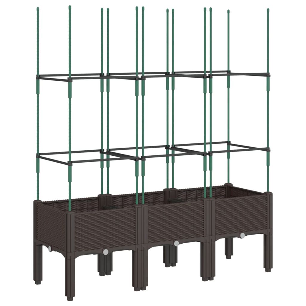 vidaXL Ζαρντινιέρα Κήπου με Καφασωτό Καφέ 120 x 40 x 142,5 εκ. από PP