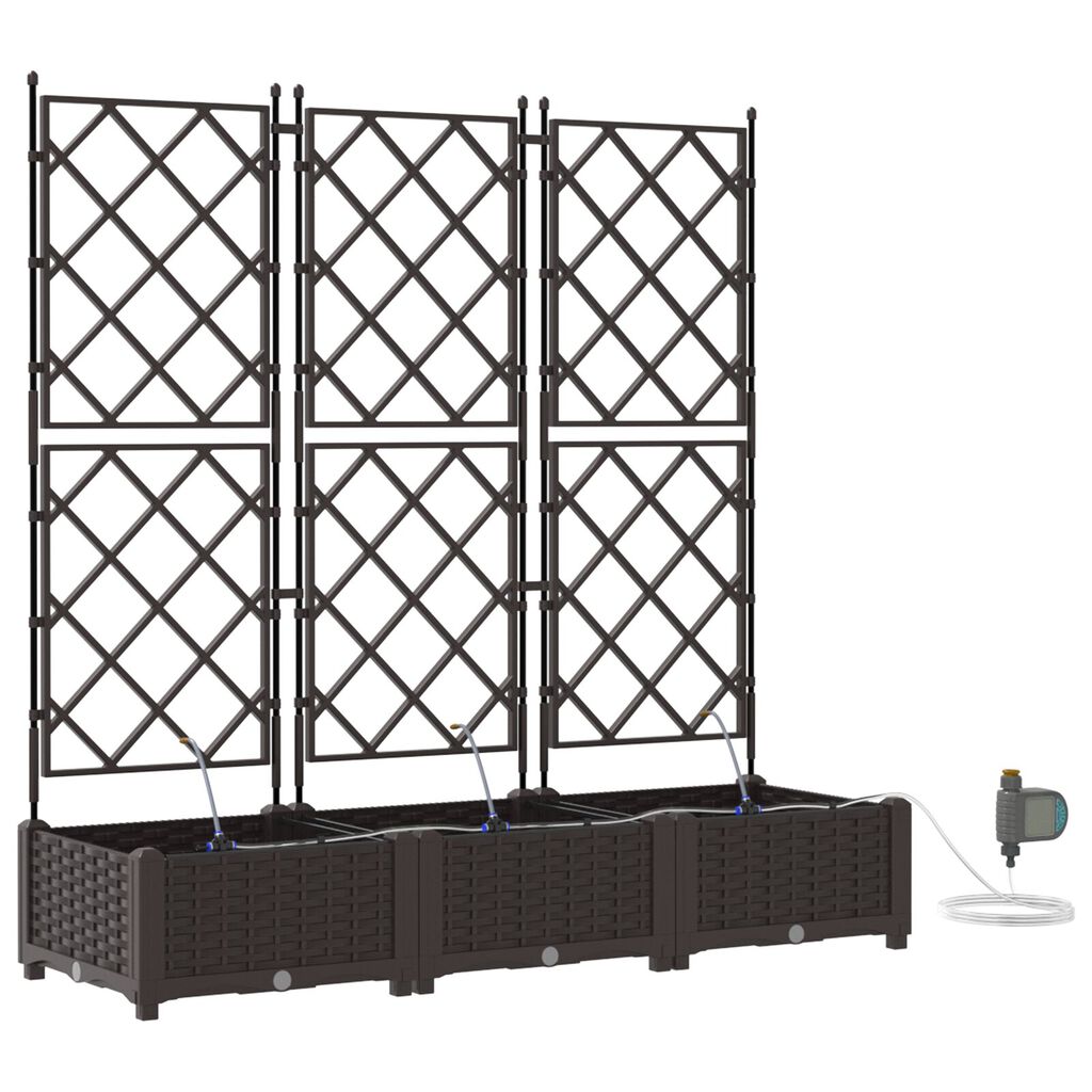 vidaXL Γλάστρες Κήπου 1 τεμ Καφασωτό Καφέ 120 x 40 x 126 cm Πλαστικό