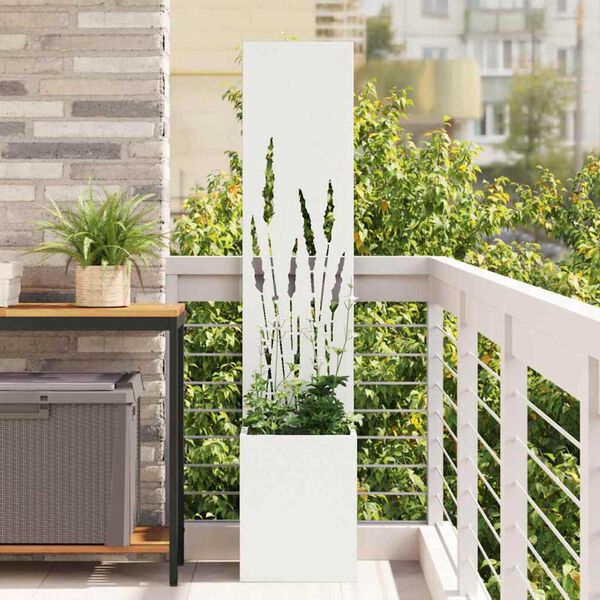 vidaXL Γλάστρα Κήπου με Διακοσμητική Πάνελ Λευκό 32 x 140 εκ.