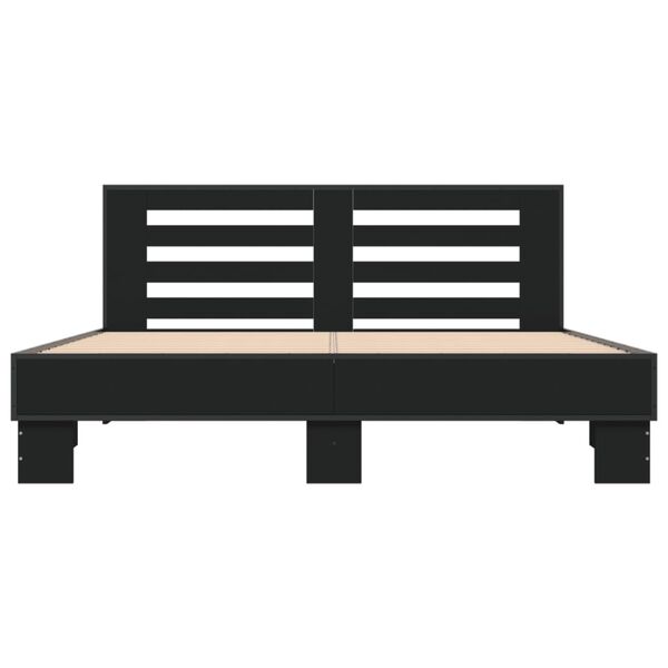 vidaXL Πλαίσιο Κρεβατιού Μαύρο 160x200 εκ. Επεξ. Ξύλο & Μέταλλο