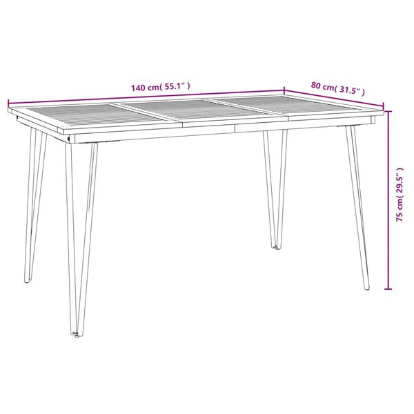 vidaXL Τραπέζι Κήπου Με Πόδια Φουρκέτα 140x80x75 εκ. Μασίφ Ακακία