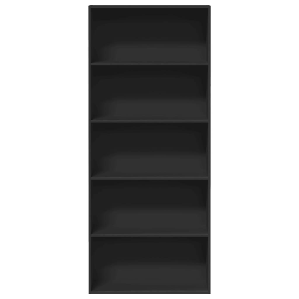 vidaXL Βιβλιοθήκη με 5 Ράφια Μαύρη 80x30x189 εκ. Επεξεργασμένο Ξύλο