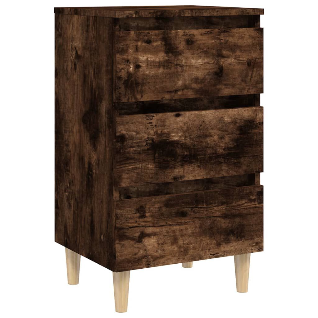 vidaXL Κομοδίνα 2 τεμ. Καπνιστή Δρυς 40x35x69 εκ. Μασίφ Ξύλινα Πόδια