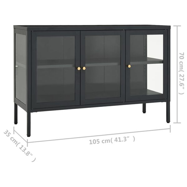 vidaXL Μπουφές Ανθρακί 105 x 35 x 70 εκ. από Ατσάλι και Γυαλί