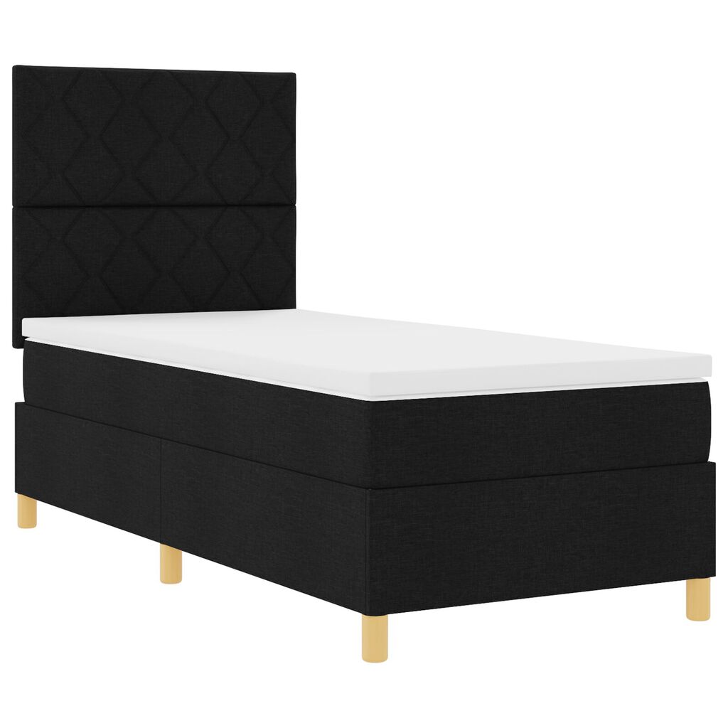 vidaXL Κρεβάτι Box Spring με στρώμα Μαύρο 100x200 εκ. Ύφασμα