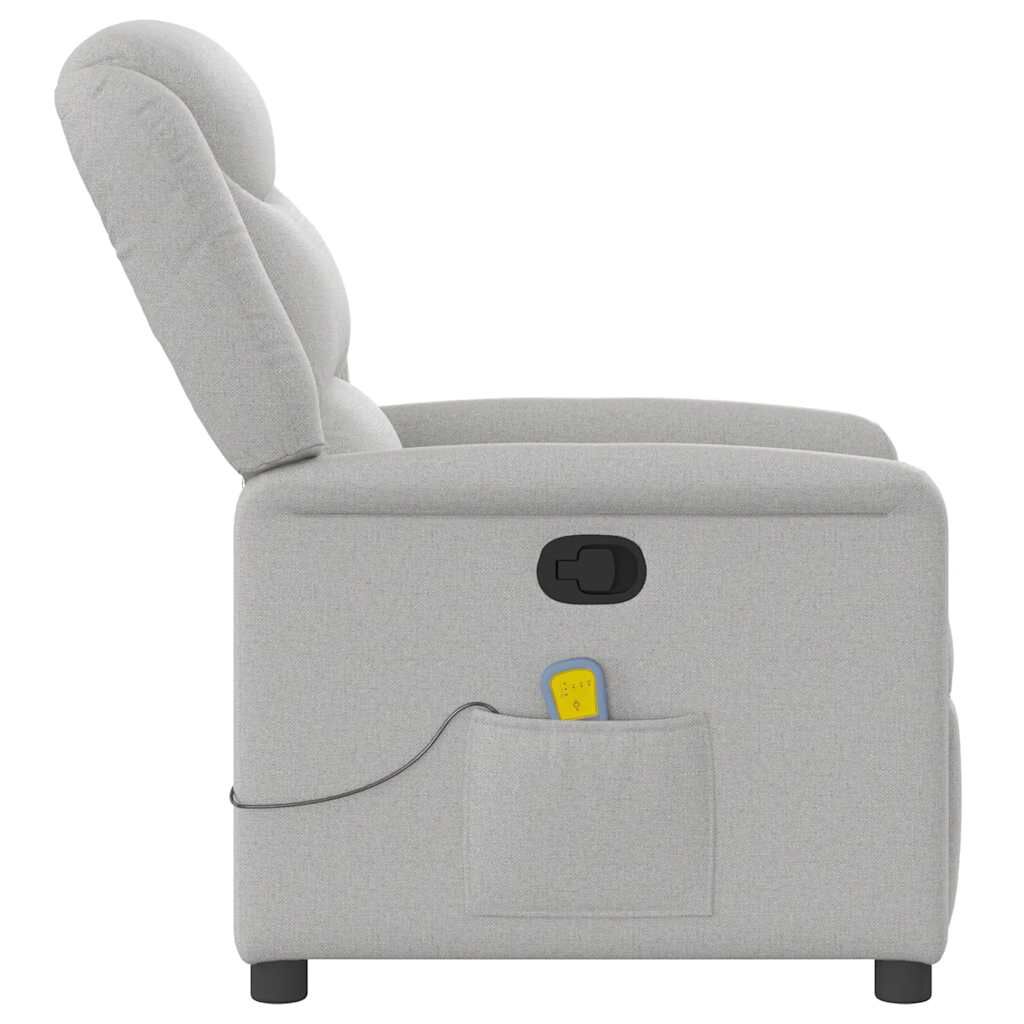 vidaXL καρέκλα ανάκλισης μασάζ Cloud Grey Fabric