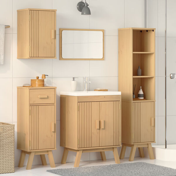 vidaXL Σετ Επίπλων Μπάνιου με συρτάρι 4 pcs Καφέ 114 x 43 x 73.5 εκ.