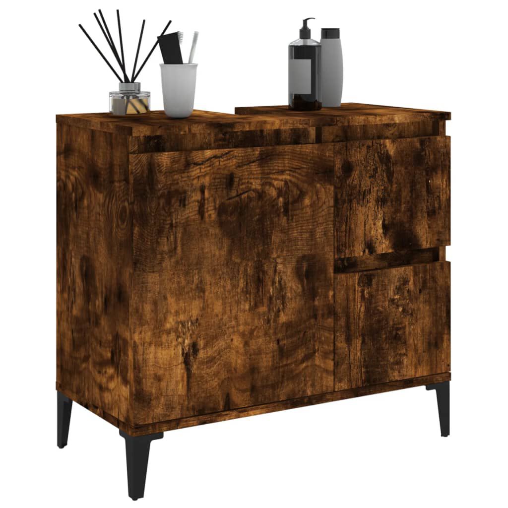 vidaXL Ντουλάπι Μπάνιου Καπνιστή Δρυς 65x33x60 εκ. Επεξεργασμένο Ξύλο