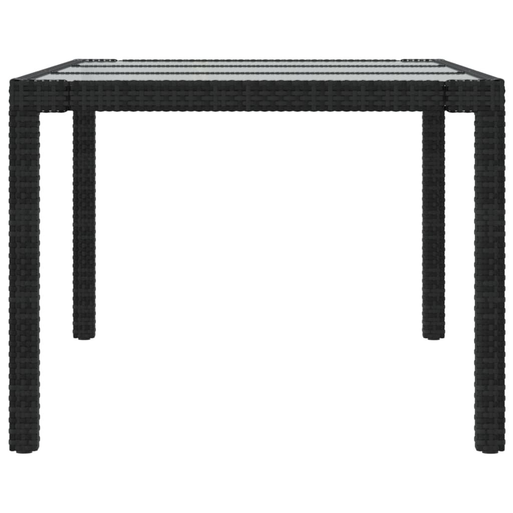 vidaXL Τραπέζι Κήπου Μαύρο 190x90x75 εκ. Ψημένο Γυαλί/Συνθετικό Ρατάν