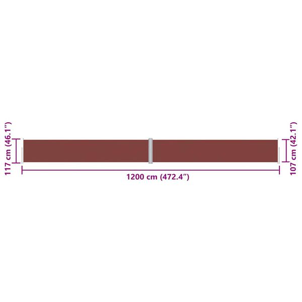 vidaXL Διαχωριστικό Βεράντας Συρόμενο Καφέ 117 x 1200 εκ.