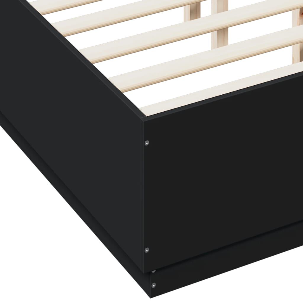 vidaXL Πλαίσιο Κρεβατιού Μαύρο 135x190 εκ. Επεξεργ. Ξύλο