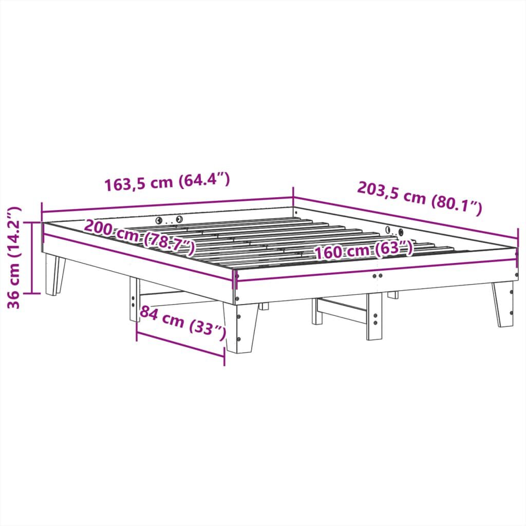 vidaXL Σκελετός Κρεβ. Χωρίς Στρώμα Καφέ Κεριού 160x200 εκ Μασίφ Πεύκο