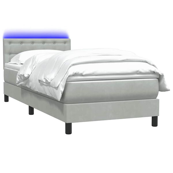 vidaXL &Kappa;&rho;&epsilon;&beta;ά&tau;&iota; Boxspring &mu;&epsilon; &Sigma;&tau;&rho;ώ&mu;&alpha; & LED &alpha;&nu;&omicron;&iota;&chi;&tau;ό &gamma;&kappa;&rho;&iota; 80x220 cm &Beta;&epsilon;&lambda;&omicron;ύ&delta;&iota;&nu;&omicron;