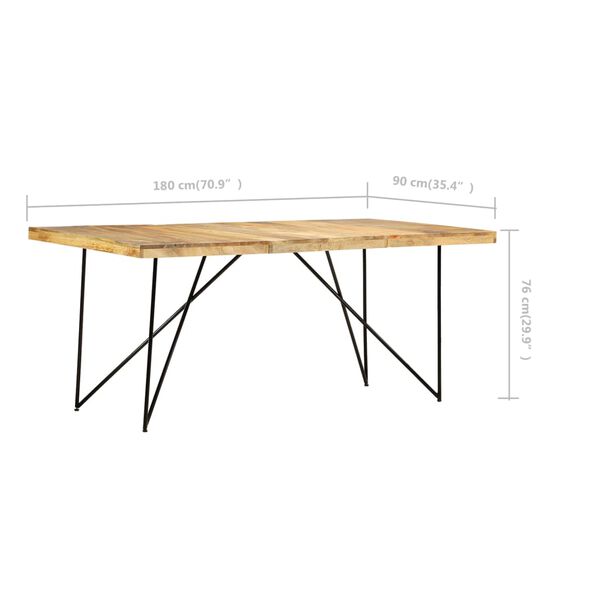 vidaXL Τραπεζαρία 180 x 90 x 76 εκ. από Μασίφ Ξύλο Μάνγκο