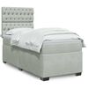 vidaXL Κρεβάτι Boxspring με Στρώμα Ανοιχτό Γκρι 90x200 εκ. Βελούδινο