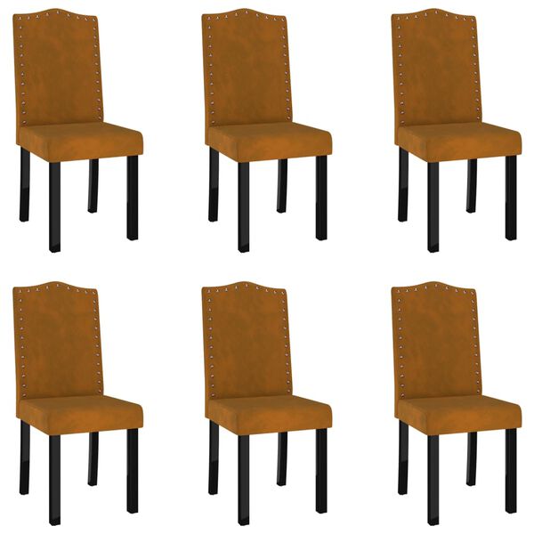 vidaXL Καρέκλες Τραπεζαρίας 6 τεμ. Καφέ Βελούδινες