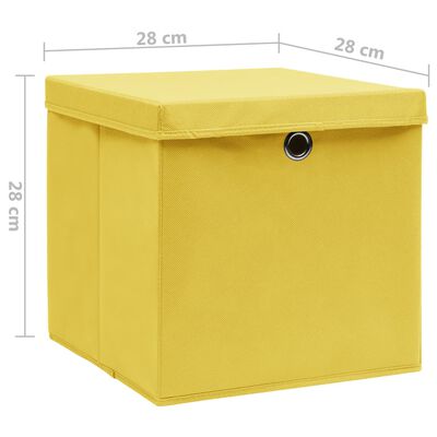 vidaXL Κουτιά Αποθήκευσης με Καπάκια 10 τεμ. Κίτρινα 28 x 28 x 28 εκ.