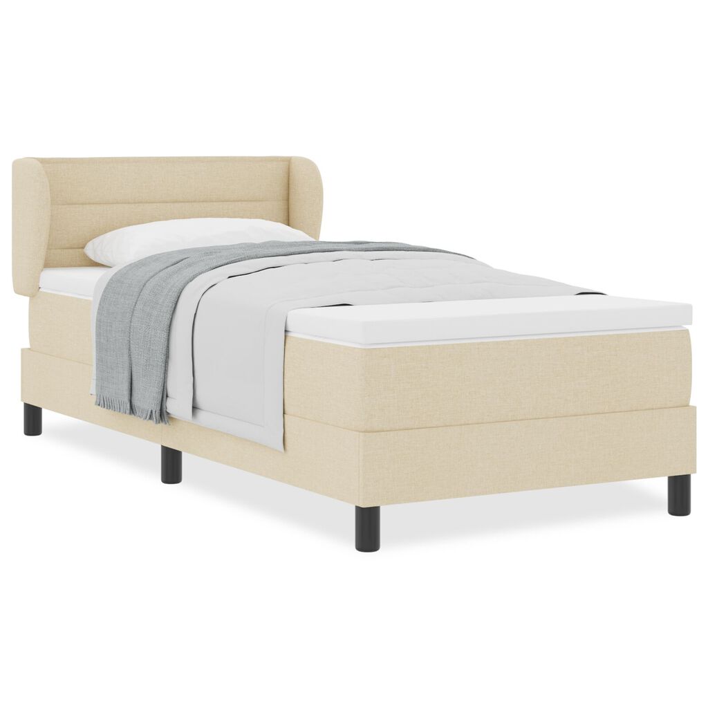vidaXL Κρεβάτι Box Spring με στρώμα Κρεμ 100x200 εκ. Υφάσματος