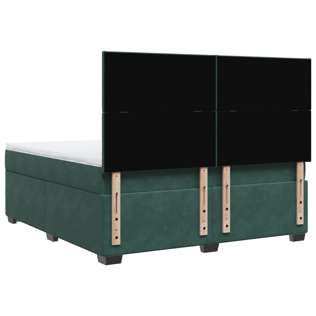 vidaXL Κρεβάτι Boxspring με Στρώμα Σκούρο Πράσινο 180x200εκ. Βελούδινο