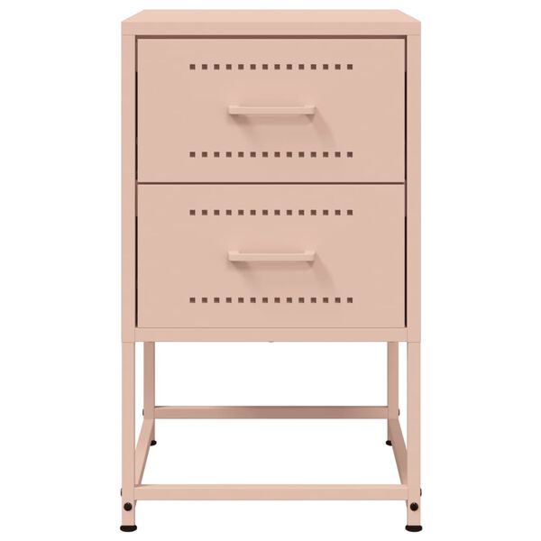 vidaXL Κομοδίνο Ροζ 36x39x60,5 εκ. από Χάλυβα