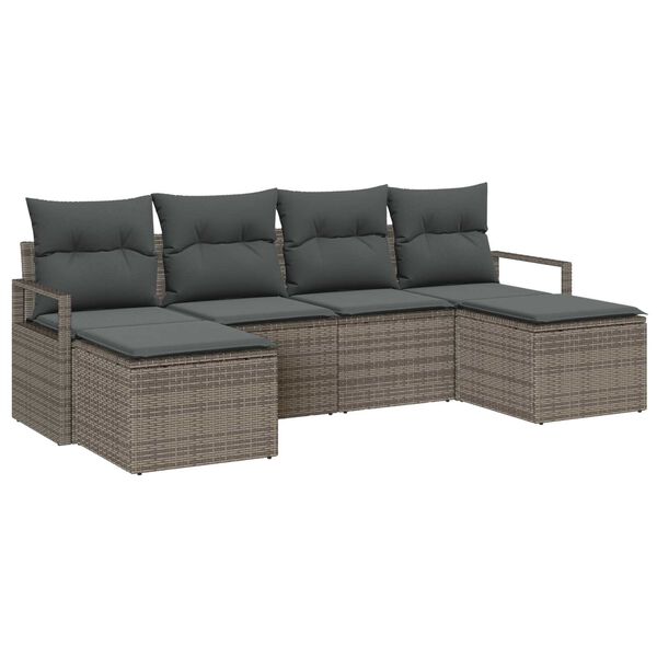 vidaXL Σετ Καναπέ Κήπου 6 pcs Γκρι Πολυ ράταν