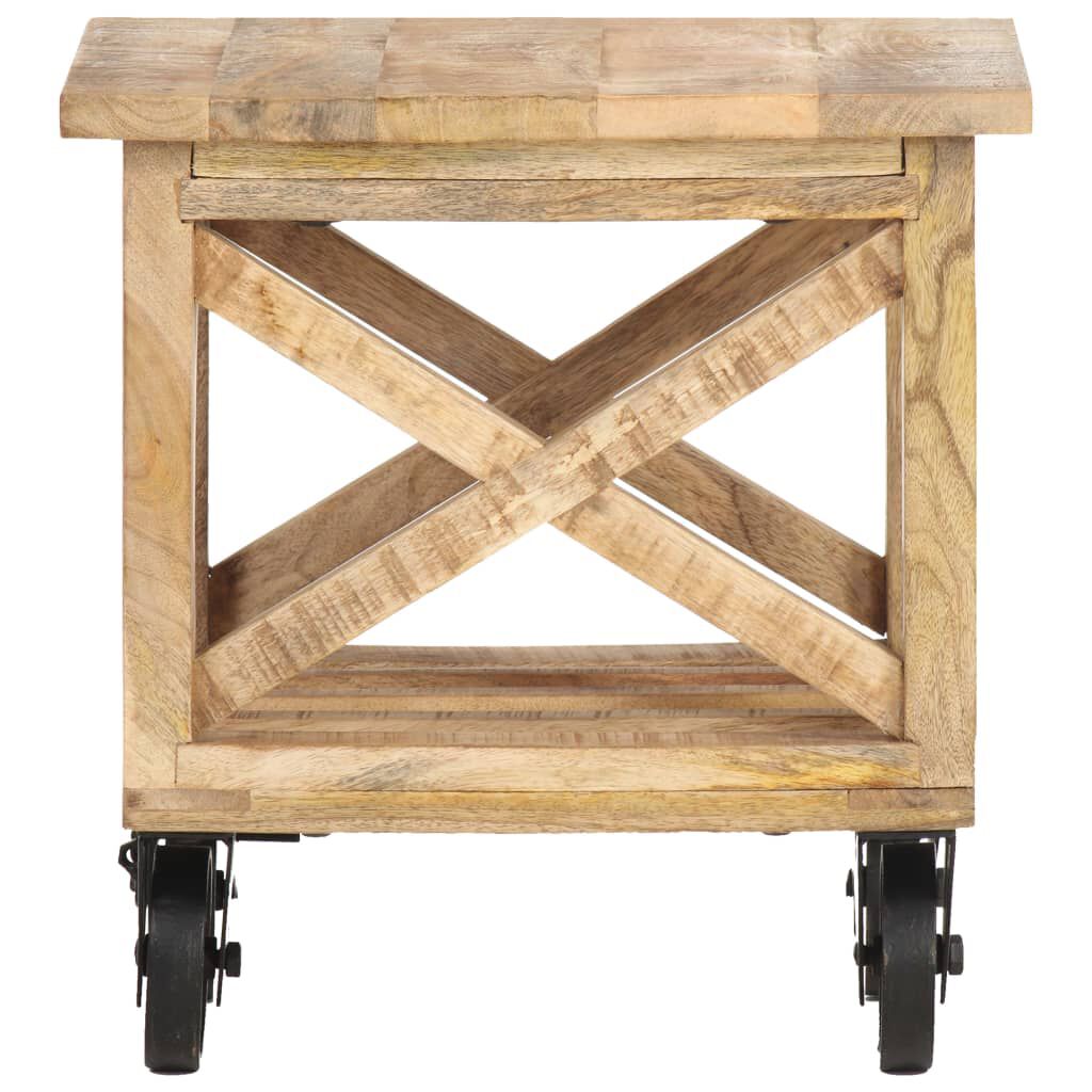 vidaXL Βοηθητικό Τραπέζι με Ρόδες 40x40x42 εκ. Ακατέργαστο Ξύλο Μάνγκο