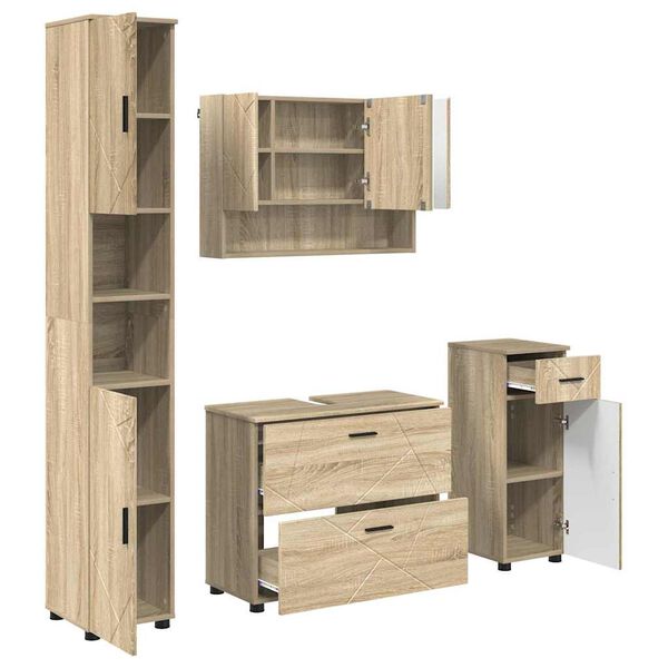 vidaXL Σετ Επίπλων Μπάνιου με ράφι 4 pcs Sonoma Δρυς 30 x 35 x 192 εκ.