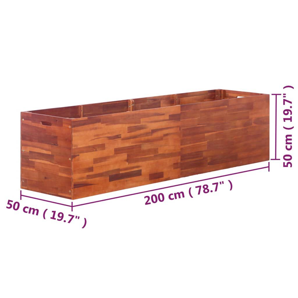 vidaXL Ζαρντινιέρα Υπερυψωμένη 200 x 50 x 50 εκ. από Ξύλο Ακακίας