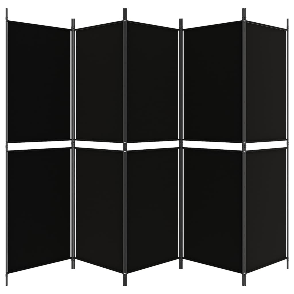 vidaXL Διαχωριστικό Δωματίου με 5 Πάνελ Μαύρο 250x180 εκ. από Ύφασμα